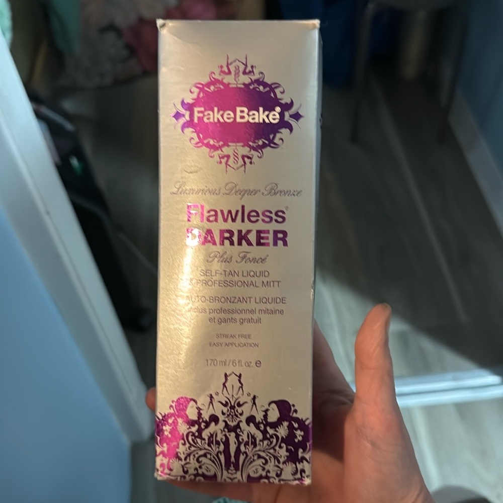 Fake Bake flawless darker luxurious deeper bronze self tan liquid,pro mitt